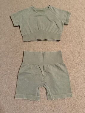 Olive Green Womens Workout Set